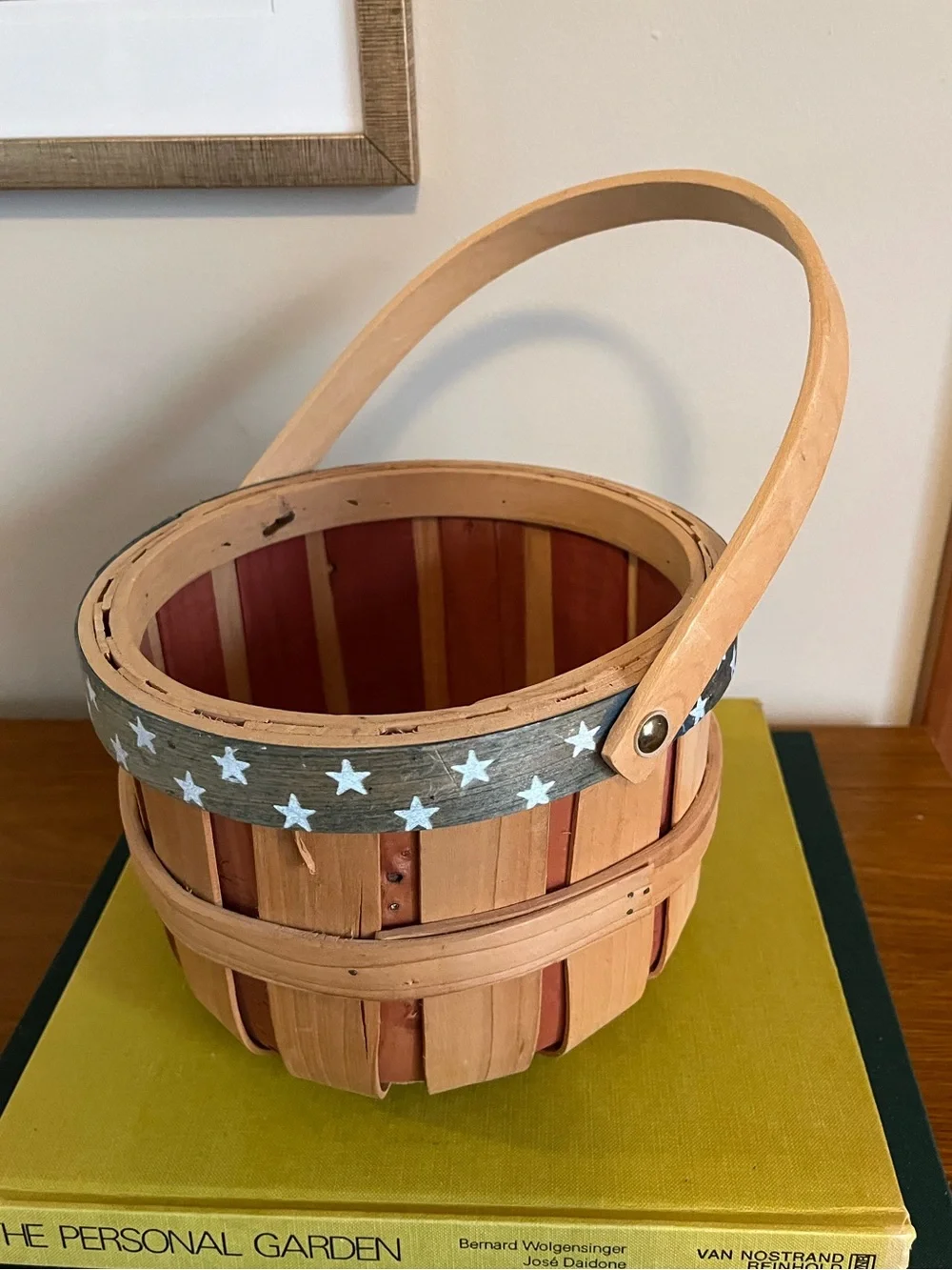 American Flag Wicker Basket with Handle